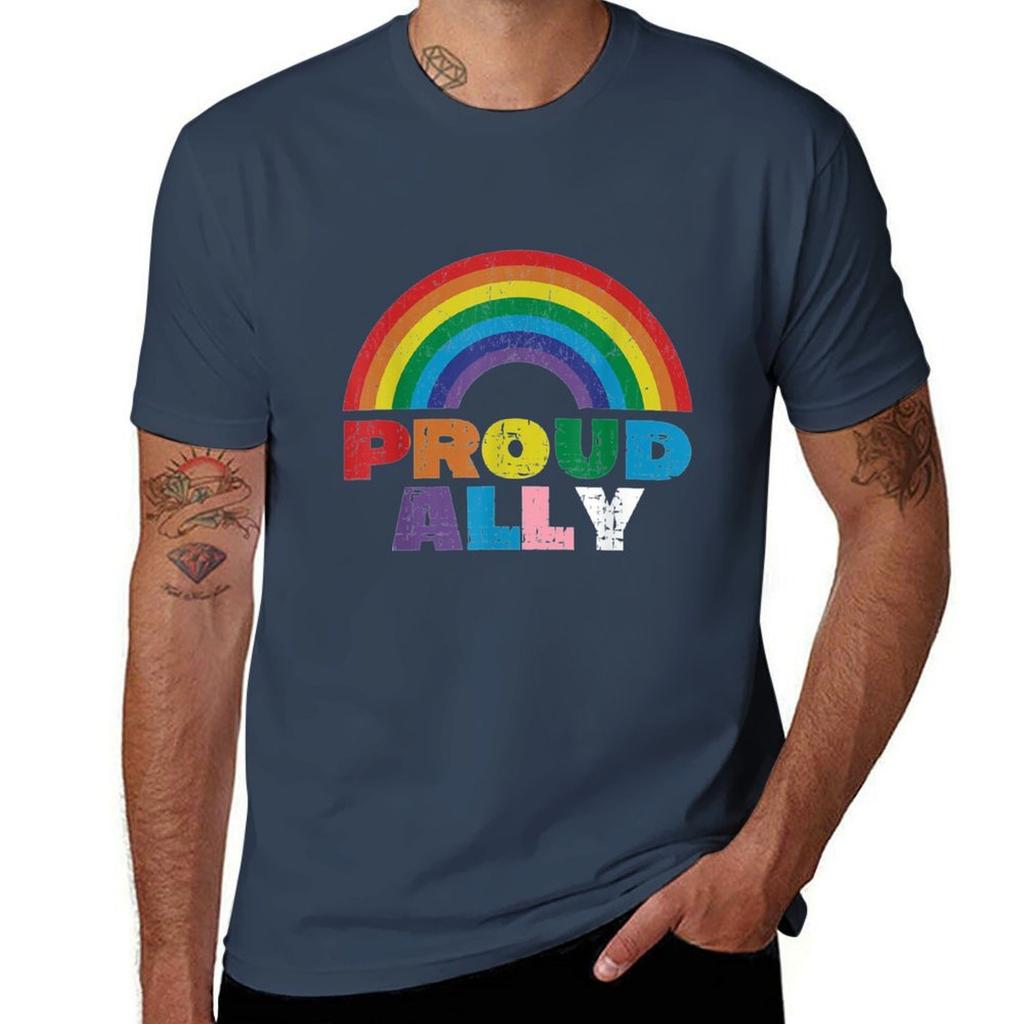 Proud Ally Lgbt Rainbow Gay Pride Month Tshirt Work Utility Casual Tee Shirt