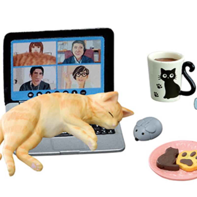 Re-ment Капсула Ешь Играй Кот Моя Повседневная Жизнь с Котами Клетка для Кошки Диван для Сна Компьютерный Стол Кошачье Дерево Миниатюрные Настольные Украшения