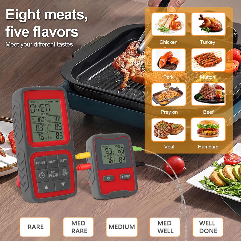 Smart Meat Thermometer Digital Wireless with Dual Probes    Read Magnetic Food Thermometer APP Control with Timing Alarm for Outside Grill BBQ w