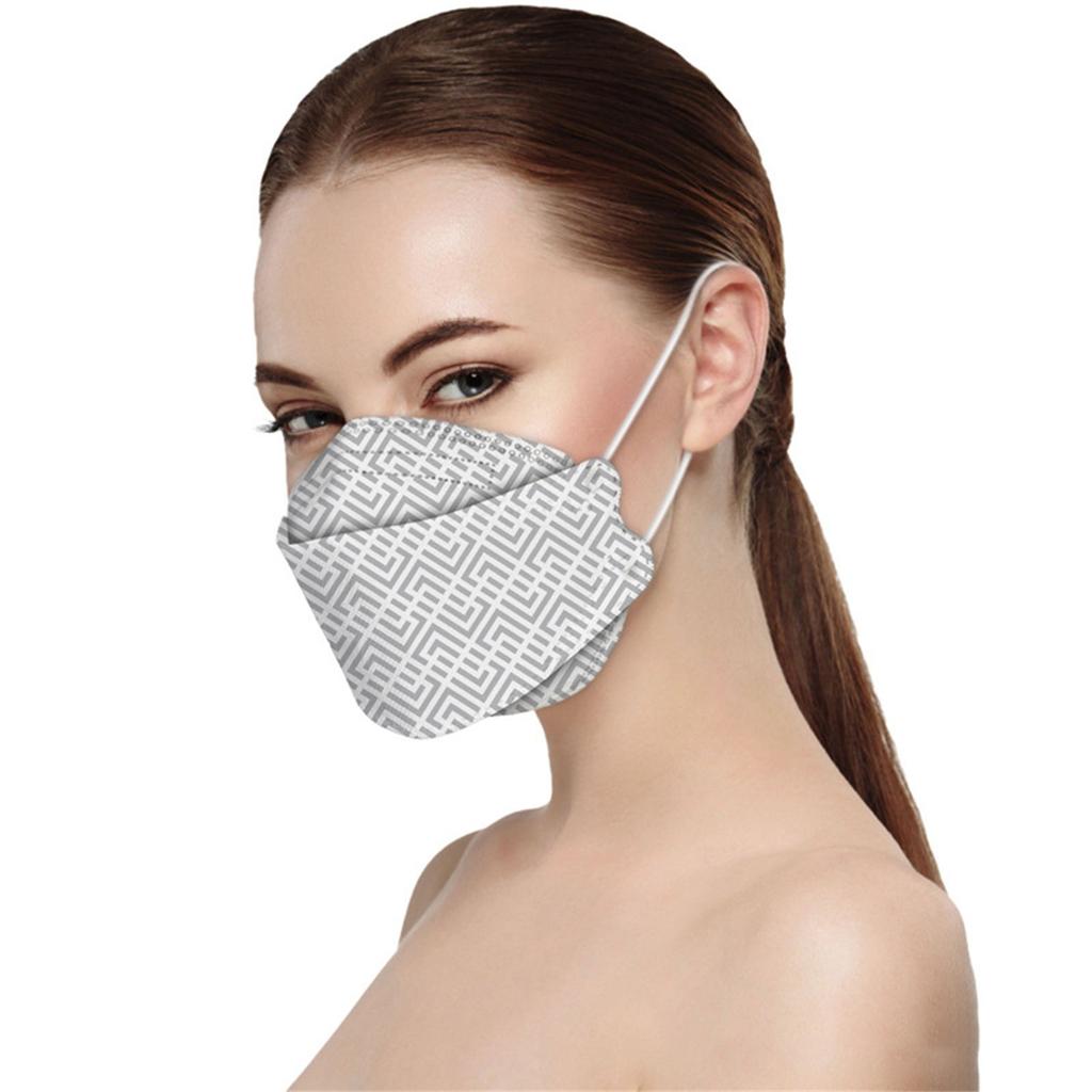 Трехмерная маска для взрослых KF-94, четырехслойная защитная маска с геометрическим принтом, изготовленная методом расплавления, 4D-маска с антипригарным покрытием для губ