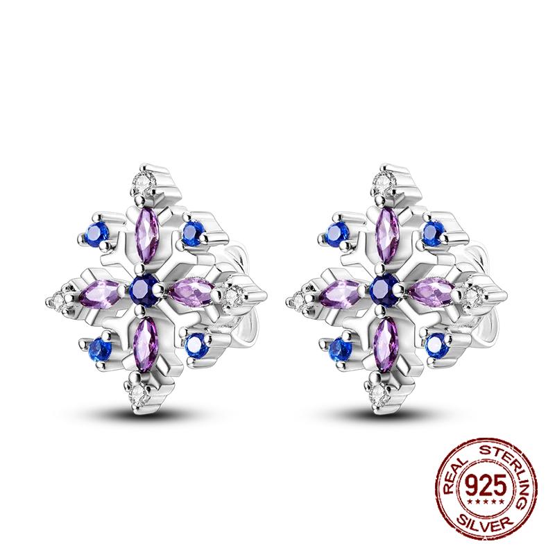 Серьги из стерлингового серебра 925 пробы, фиолетовая серия, перо, бабочка, ловец снов, светлячок, циркон, для женщин, роскошные украшения, свадебный подарок