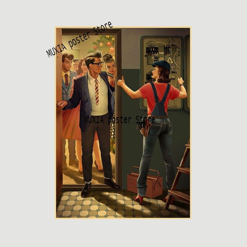 Ретро советский пин-ап пропагандистские плакаты для девочек крафт-бумага домашний декор гостиная бар кафе украшения настенные наклейки художественные картины