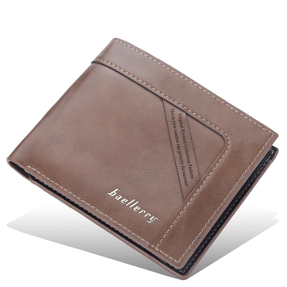 Baellerry Classic Brand Design Men Short Wallets Artificial Leather Vintage Business Bifold Wallet Fashion Card Holder Purse