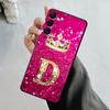 Чехол с надписью «King Crown Letter», красный, розовый, золотой, с бриллиантами для Samsung Galaxy S23 S22 S21 S20 Fe Ultra S10 S9 S8 Plus Note 20ultra 10plus