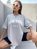 Blessyuki New York футболки с буквенным принтом, женские летние базовые футболки с круглым вырезом, повседневная уличная одежда в стиле ретро, женские топы в стиле Харадзюку, большие размеры