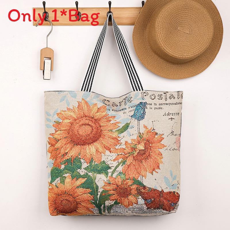 Canvas Butterfly Elephant Cat Tote Bag For Women With Sewn Details For Daily Use