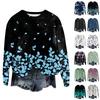 Женский модный пуловер с круглым вырезом, футболка с длинным рукавом, с принтом