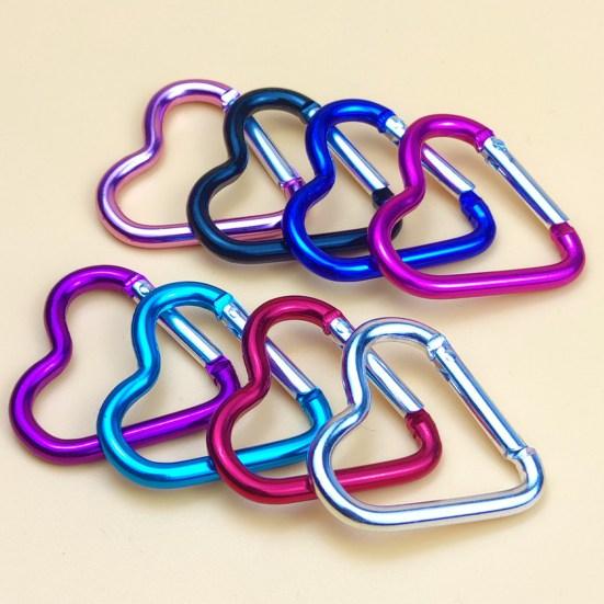 10Pcs Heart Shaped Carabiner Hooks Compact Quick Link Snap Hook Clips Strong Load Bearing Key Holders Camping Supplies