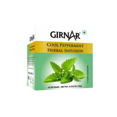 Girnar Чайный напиток с мятой и травами Cool Peppermint, 10 пакетиков, без кофеина, успокаивающий мятный напиток