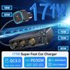 171 Вт Автомобильный зарядный адаптер 9 в 1 Разветвитель розеток PD30W/QC 3.0 Независимые переключатели 12 В/24 В постоянного тока Розетка