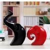 Lavish Home Décor Elephant Set | Glossy Ceramic Figurines - (Set of 2 Piece, Red & Black)