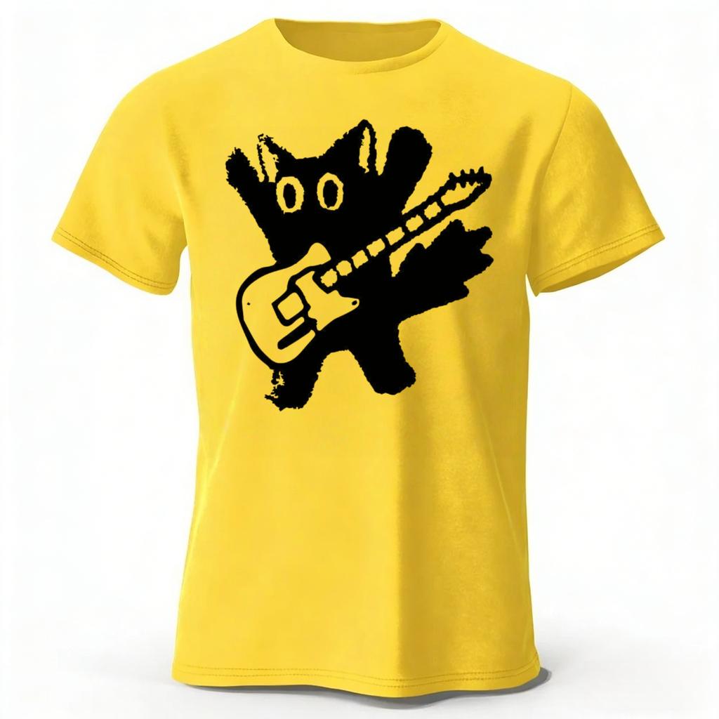 Startled Music Creative Kitten Pure Cotton Short Sleeved Menswomens Fashionable New Casual Tshirt Plus Size Loose Top