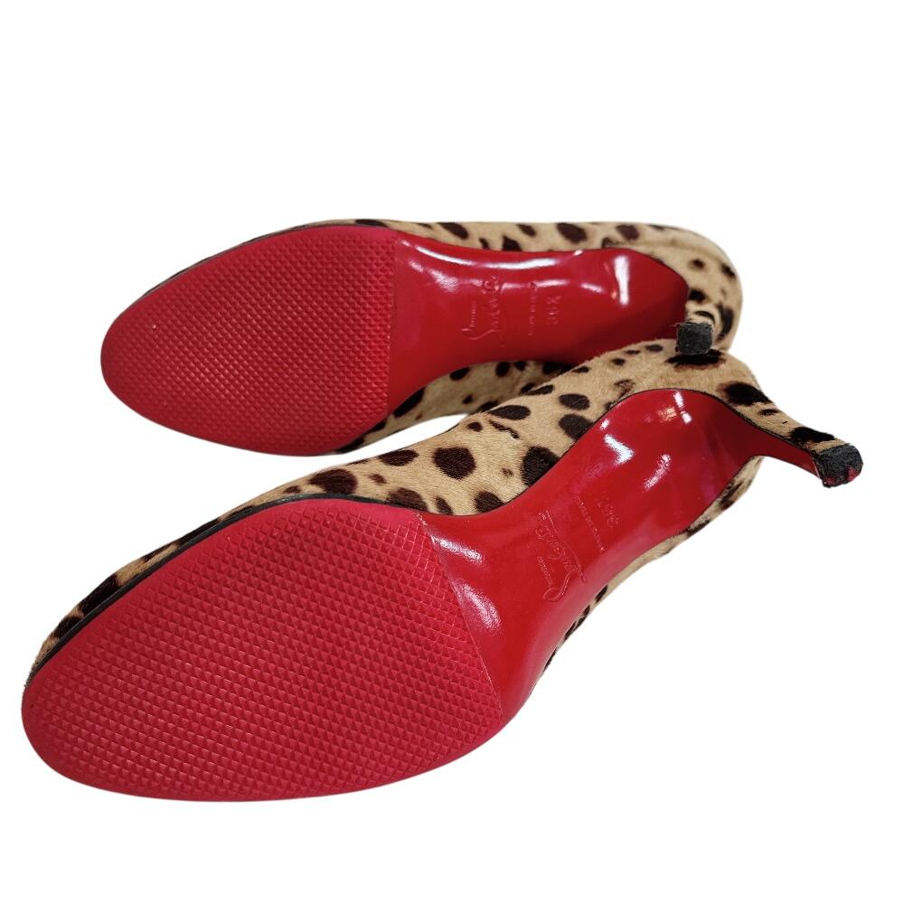 Christian Louboutin Туфли на каблуке с леопардовым принтом из харако Коричневые харако Б/у