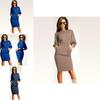 Elegant Women Fashion Sexy Fifth Sleeve Round Neck Pocket Bodycon Cocktail Dress