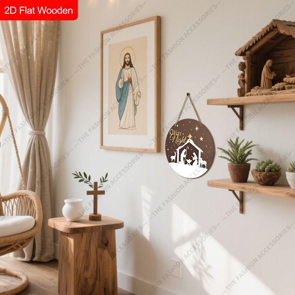 Подвеска «Святая ночь», украшение для стен или дверей дома, плоская деревянная 2D, рождественское украшение, подарки для друзей и семьи