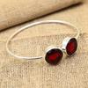 Ювелирный браслет ручной работы из стерлингового серебра 925 пробы с красным гранатом, регулируемый для женщин