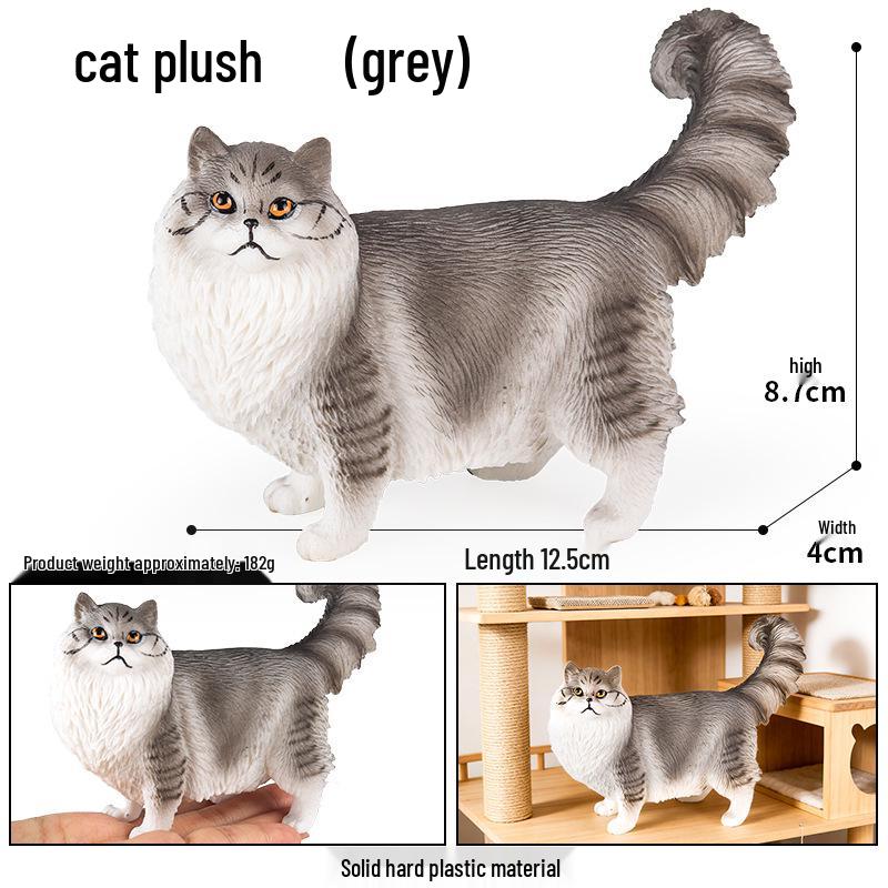 Three-Color Animal Model Plush Cat Toy - British Shorthair, Siamese, Persian, Orange, and Leopard Cat Simulation for Kids.