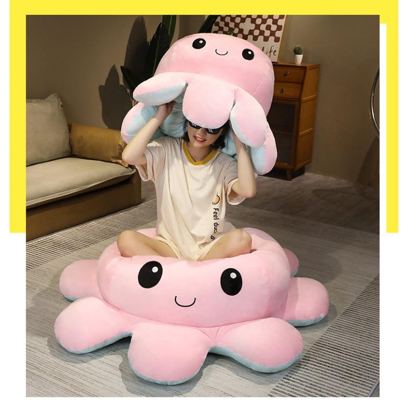 Двусторонняя плюшевая кукла-осьминог Двусторонняя переворачивающаяся кукла-осьминог Маленькая переворачивающаяся кукла-девочка-осьминог