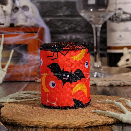 Лента с проводным краем на Хэллоуин, лента летучая мышь, паук, тыква, оберточная лента на Хэллоуин для рукоделия, цветочный бант