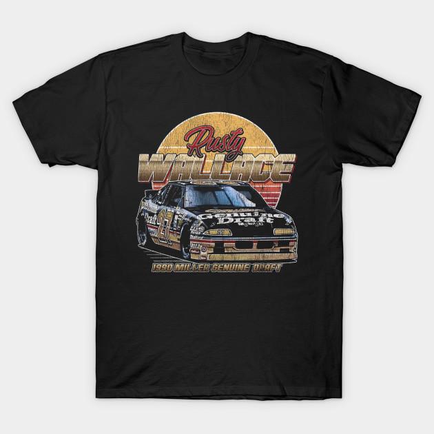 Men Black Print T-shirt Rusty Wallace #27 No-Cut Transfer Paper Print Cotton Tshirt