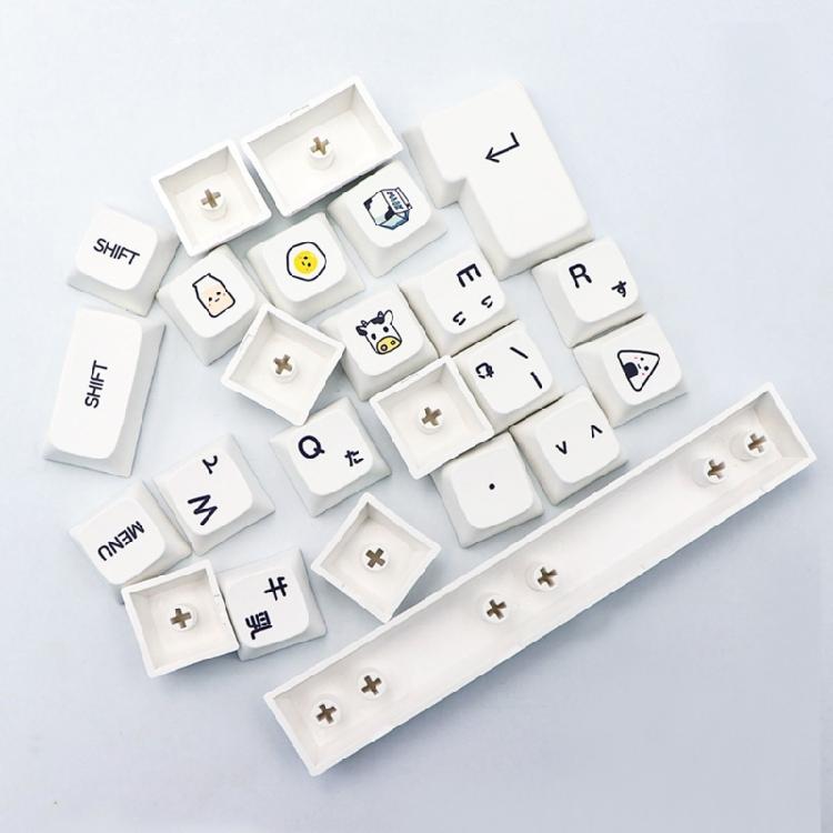Колпачки для клавиш PBT профиля XDA с японскими символами, 126 шт., молочно-белые, минималистичная тема для кастомизаторов механических клавиатур