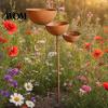 Easy Install Bird Feeder Stake 3 Tiered Cascading Rain Catcher Bath, Metal Garden Water Waterfall Rainwater Collector Bowl Feeder, Outdoor Pollinator