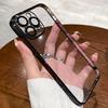 Luxury Plating Clear Silicone Phone Case For iPhone 15 14 Plus 13 12 11 Pro Max Mini Lens Protection Case Transparent Back Cover