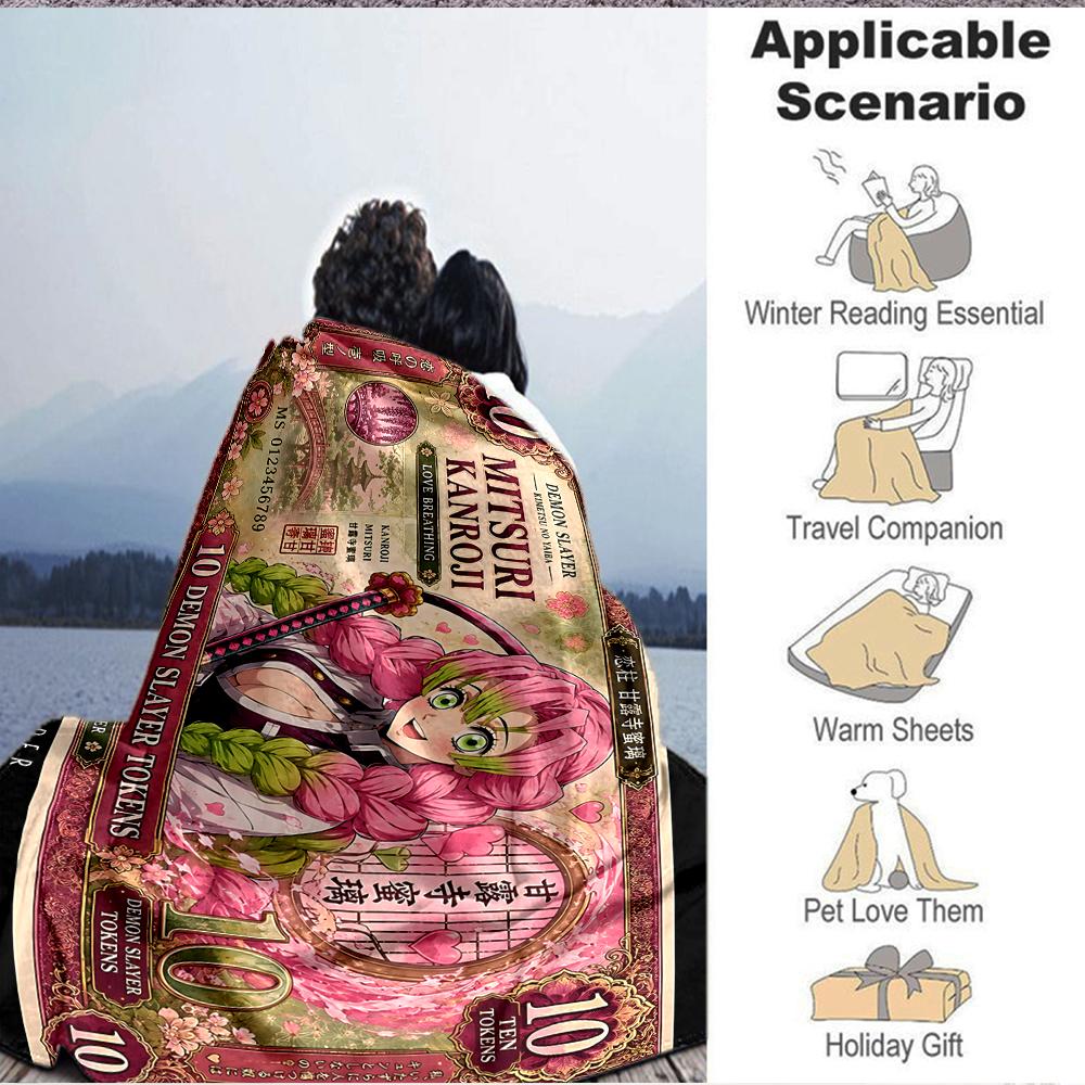 1Pc Fantasy Festival Token Flannel Blanket, Soft And Comfortable, Casual Warm, Camping Travel, Christmas, Halloween Xmas Gift S1266