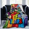 1pc Teen Titans Rainbow Power Flannel Blanket Soft Warm Throw Blanket for Bedroom Living Room Bed Travel Camping Picnic Gift. M07220133