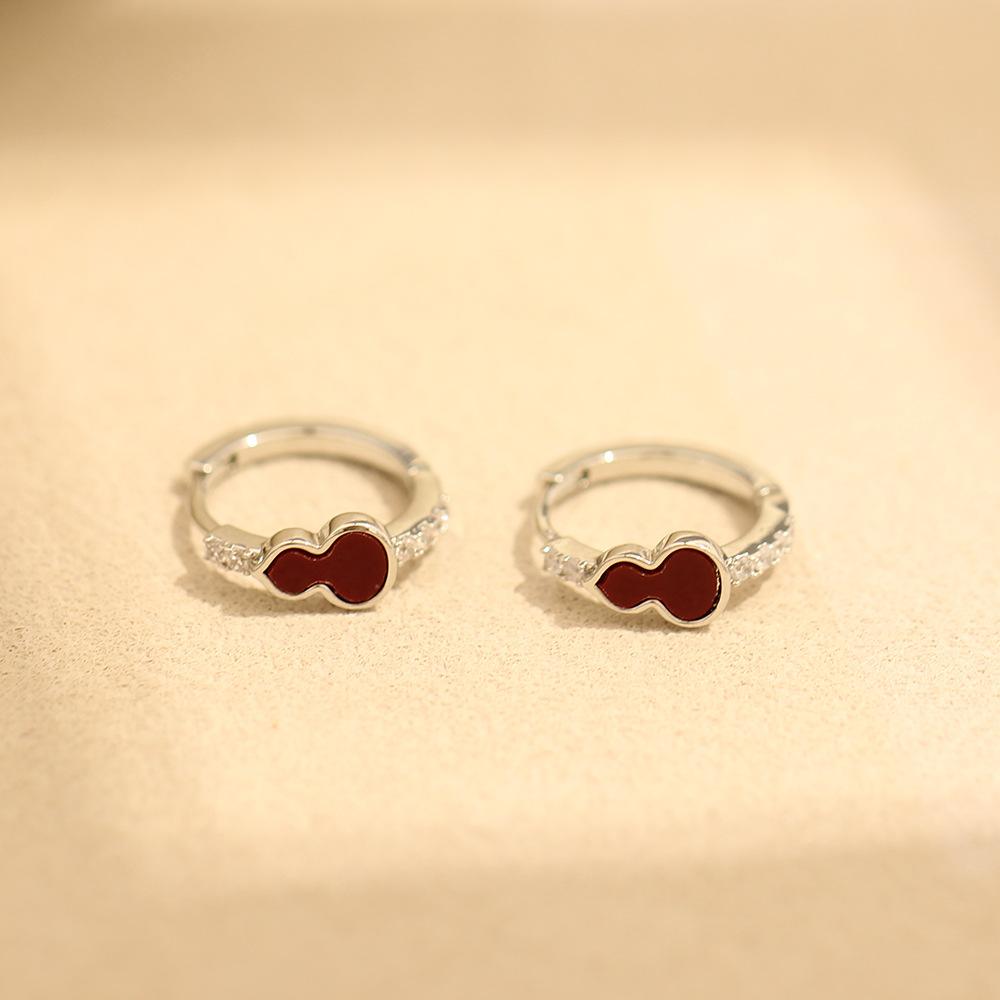 Новые красные тыквы в китайском стиле золотое гальваническое покрытие маленькая серьга-пусета темперамент универсальная инкрустированная бриллиантами маленькие серьги женские серьги-гвоздики