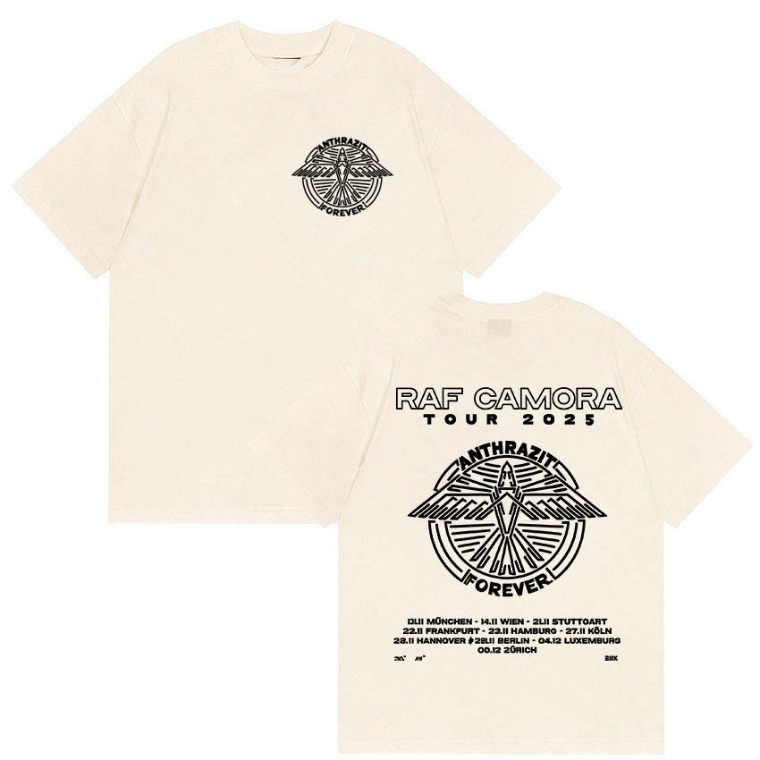 Мерч тура рэпера Raf Camora 2025 Мужская хип-хоп футболка оверсайз из хлопка Футболки в ретро-стиле Готическая модная футболка Уличная одежда