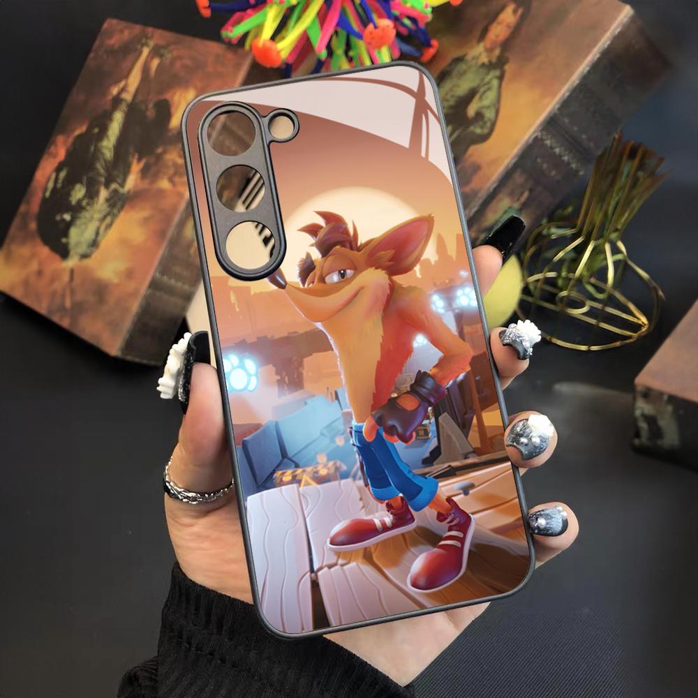 Crash Bandicoot Game Phone Case for Samsung Galaxy S24 S23 S22 S21 S20 A24 A34 A54 A53 Note20 M54 Fe Ultra Plus Glass