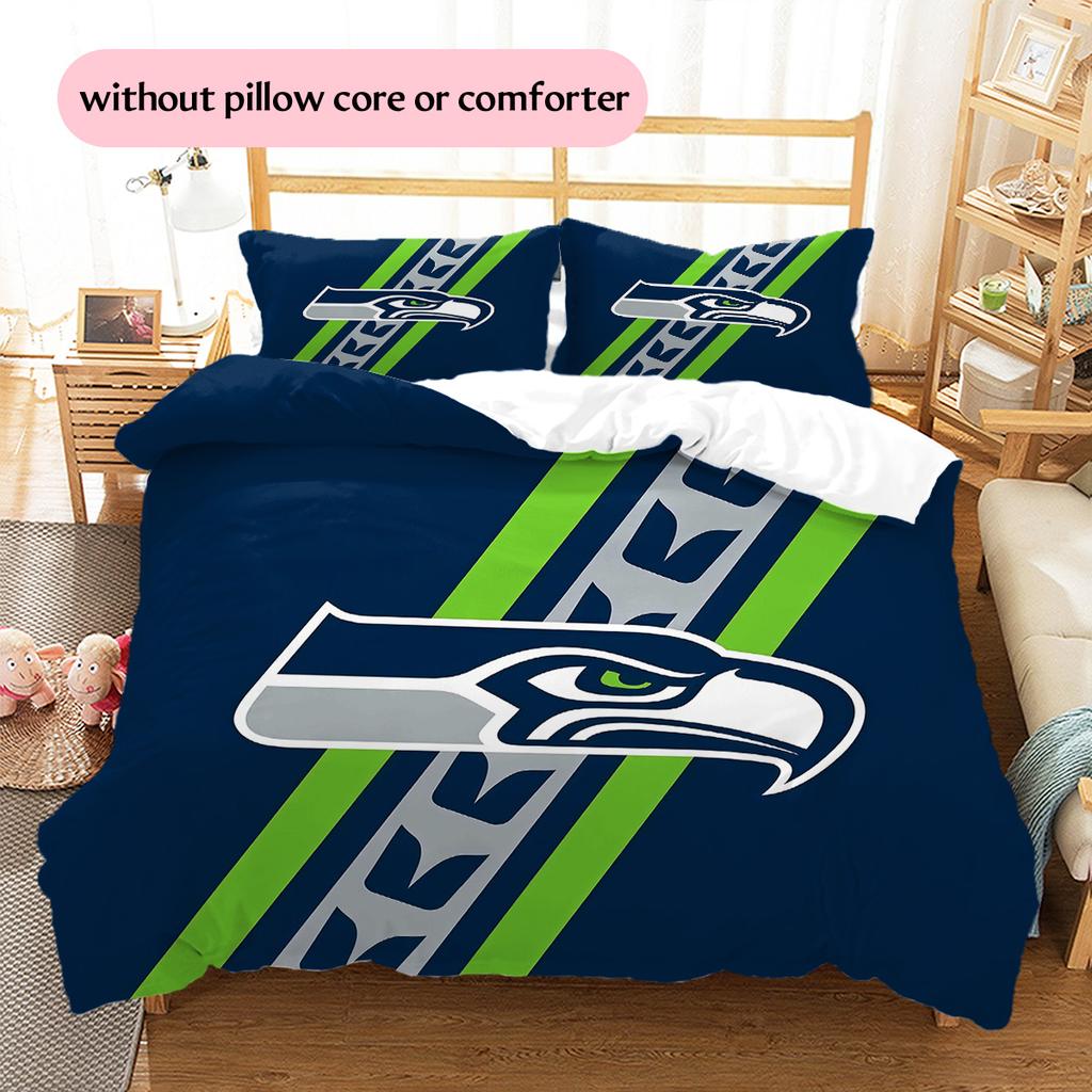 Seattle Seahawks Pattern Bedding Quilt Set Home Decoration Gift (1 * duvet cover + 2 * pillowcase without core).xwn