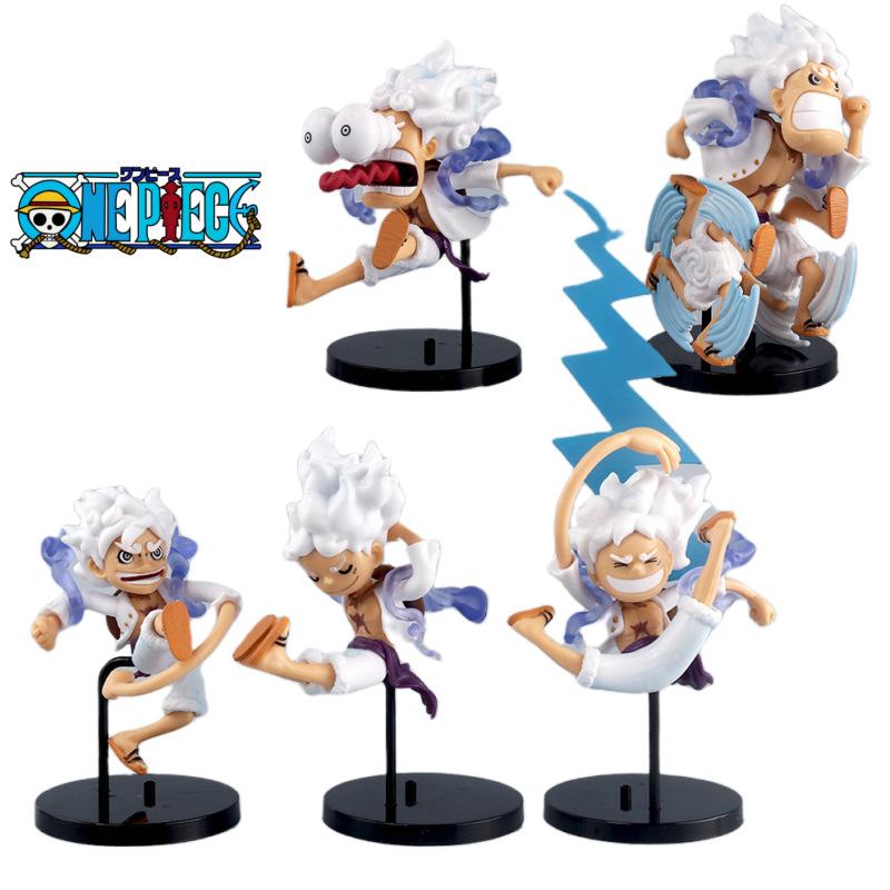 5 шт. Аниме Фигурка One Piece Бог Солнца Ника Gear 5 Луффи Фигурка ПВХ Фигурки Действия Коллекционная Модель Игрушки для Детей Подарки