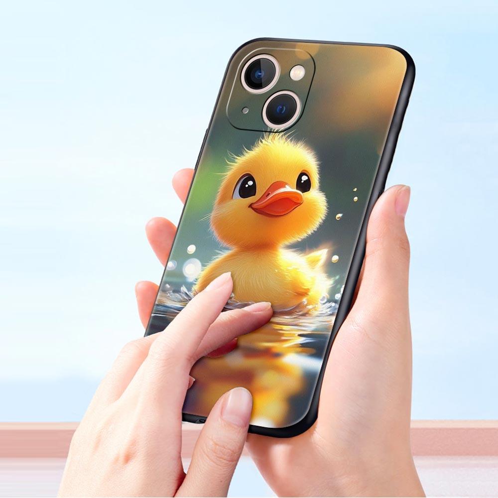Мультяшная Утка Чехол для Телефона для iPhone 17 16 15 14 13 12 Pro Max 11 Pro Max 17 AIR Plus Ударопрочный Мягкий ТПУ Чехол Fundas Capas