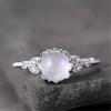 Moonstone Diamond Ring for Women 18k Rose Gold Plated Opal Engagement Ring Elegant Wedding Band