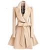 Women's Woolen Coat Belted Slim Woolen Coat Windbreaker