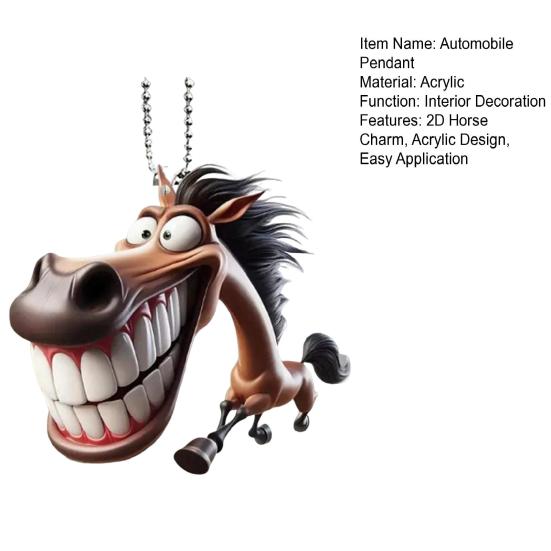 2D Подвеска для автомобиля в виде лошади Мультяшная прикольная плоская декорация Акриловый автомобиль
