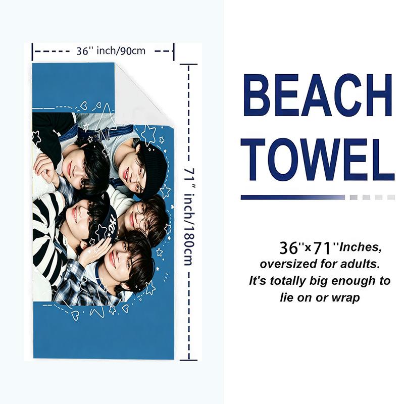 Txt Print Beach Towel, Large Soft Quick Dry Towel for Beach Camping Swimming