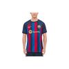 Barcelona 22/23 Season Home Player Version Logo Print Stripe Patchwork Short Sleeve Soccer Jersey Men Tops Deep-Blue DJ7643-452
