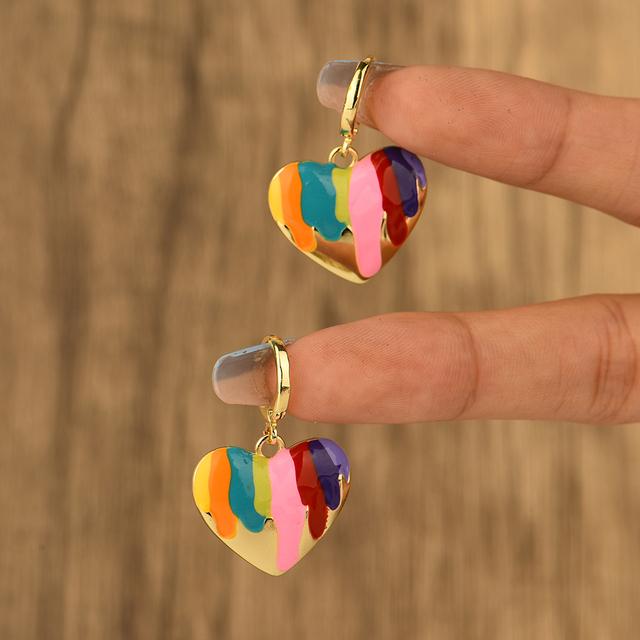 Drip Oil Love Dangle Earrings for Women Small and Exquisite Temperament Girls Party Gift Jewelry Wholesale