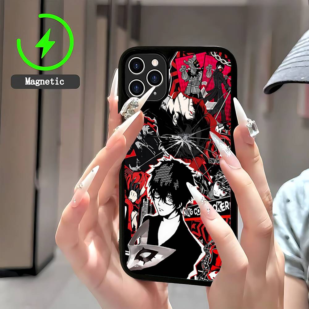 Classic Anime P-Persona 5 Magnetic Phone Case For IPhone 16 15 14 13 12 11 17 Pro Max Plus Wireless Charge Cover