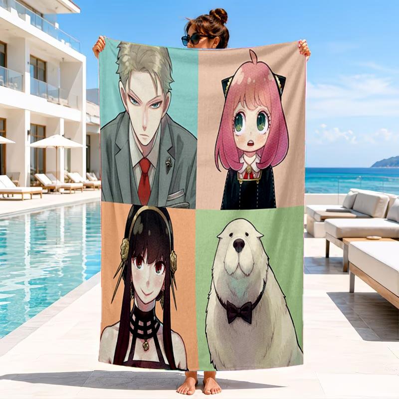 Cute anime spy Famliy Beach Towel, Microfiber Beach Towel, Perfect For Pool, Beach, Travel, Home Decor Beach Party Fan gifts