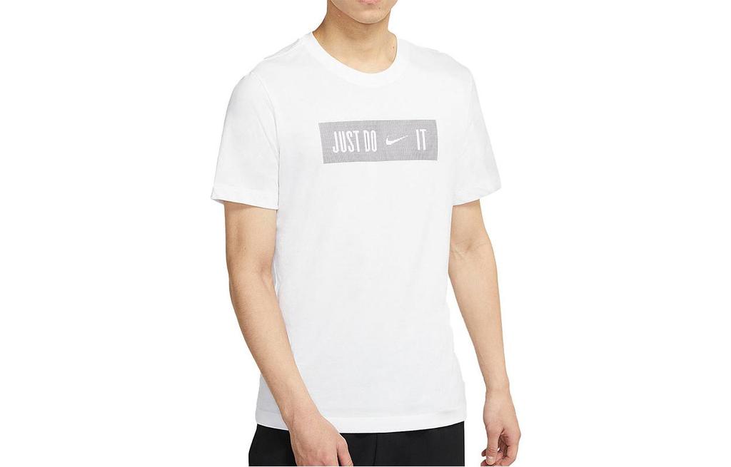 Nike T Shirts Men's White Crew Neck Moderate Straight Fit DJ9001-100