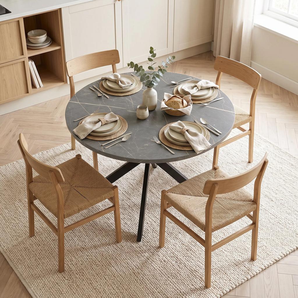 Extendable Dining Table for 4–6 People, Kitchen Table in Industrial Look with Spider Leg, Black