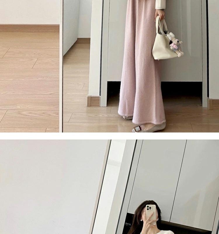 Осенне-зимний вязаный свитер и брюки широкого кроя для беременных