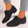 Suede Mid Heels Women Pointed Toe Shoes 2025 Winter Trend Gladiator Casual Walking Chunky Shoes Fashion Lace Up Zapatillas Mujer