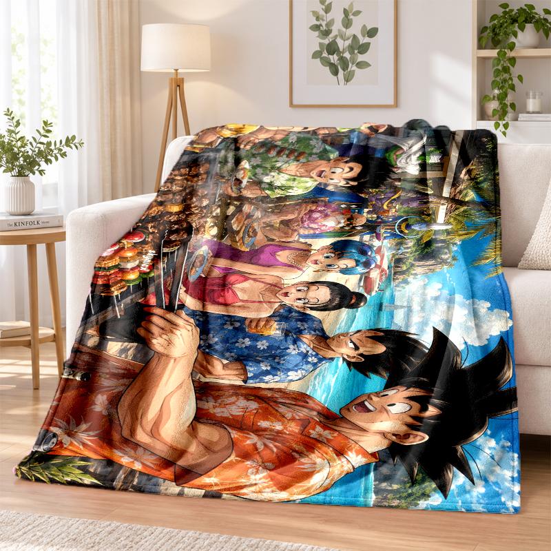 Dragon Ball Flannel Throw Blanket Soft Warm Cozy For Sofa Bed Indoor Home Bedroom Use