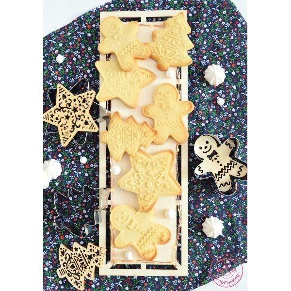 Coffret de 3 découpoirs et embosseurs bois - scrapcooking - noël (bonhomme de pain d'épice, sapin et étoile)