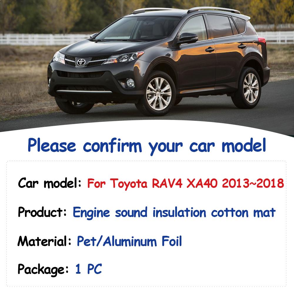 Звуковая накладка на капот двигателя для Toyota RAV4 XA40 2013~2018, передний теплоизоляционный хлопковый коврик, звукоизоляционные чехлы, аксессуары для салона автомобиля